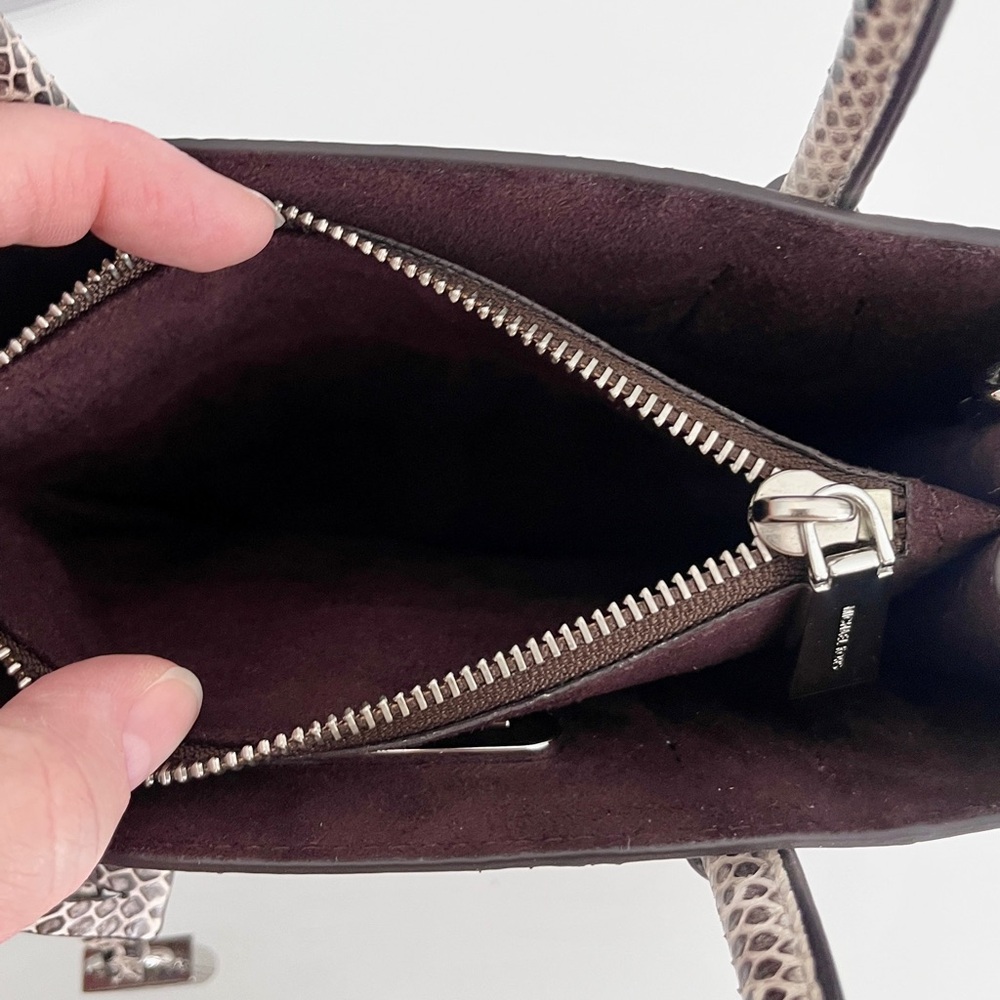 Michael Kors Beige Genuine Snakeskin ‘Mercer’ Crossbody Satchel Bag - Picture 12 of 14